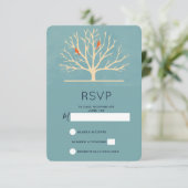 Moderne Oranje Vogels in een Grote Boom RSVP (Staand voorkant)