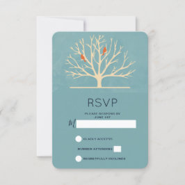 Moderne oranje vogels in een grote boom RSVP Kaartje