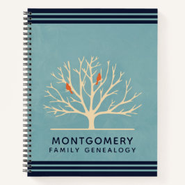 Moderne Oranje Vogels in een grote boomgenealogie Notitieboek
