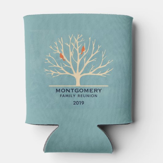 Moderne Oranje vogels in een grote boomgezinsheren Blikjeskoeler (Achterkant)