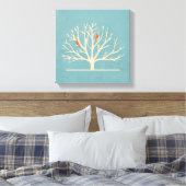 Moderne Oranje vogels in een grote - boomillustrat Canvas Afdruk (Insitu (Slaapkamer))