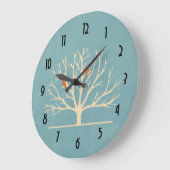 Moderne Oranje vogels in een grote - boomillustrat Grote Klok (Hoek)