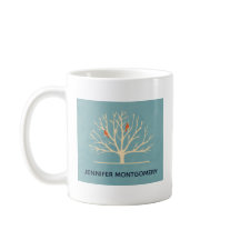 Moderne Oranje vogels in een grote - boomillustrat