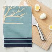 Moderne Oranje vogels in een grote - boomillustrat Theedoek (Quarter Fold)