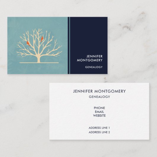 Moderne Oranje vogels in een grote - boomillustrat Visitekaartje (Voorkant / Achterkant)