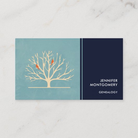 Moderne Oranje vogels in een grote - boomillustrat Visitekaartje (Voorkant)