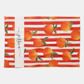 Moderne oranje vruchten patroonnaam theedoek (Horizontaal)
