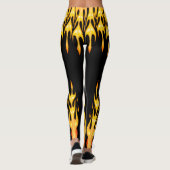 Moderne oranje vuurvlammen op zwart leggings (Achterkant)