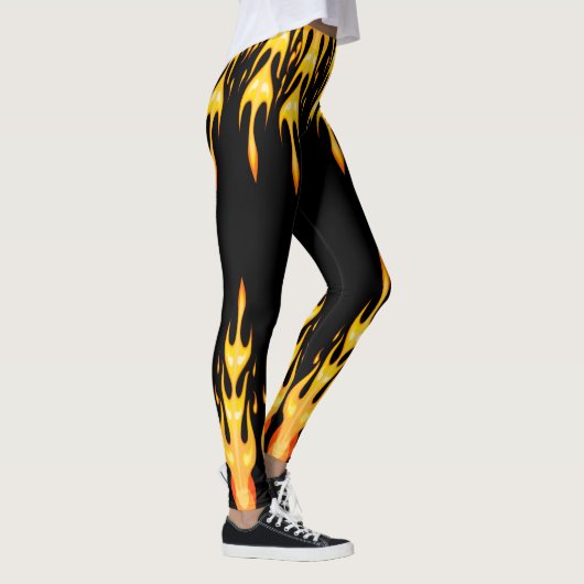 Moderne oranje vuurvlammen op zwart leggings (Rechts)