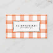Moderne Oranje Waterverf Buffalo Plaid Rustiek Visitekaartje (Voorkant)