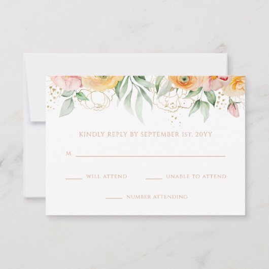 Moderne Oranje Waterverf Floral QR Code Bruiloft RSVP Kaartje (Achterkant)