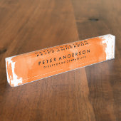 Moderne Oranje Waterverf Naambordje (Zijkant)