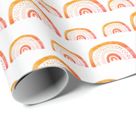 Moderne Oranje Waterverf regenboog Cadeaupapier