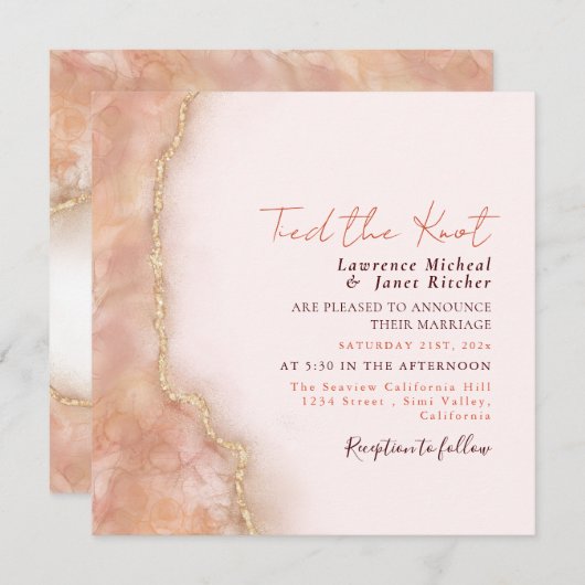 Moderne Oranje waterverf voor aangepaste bruiloft Kaart (Voorkant / Achterkant)