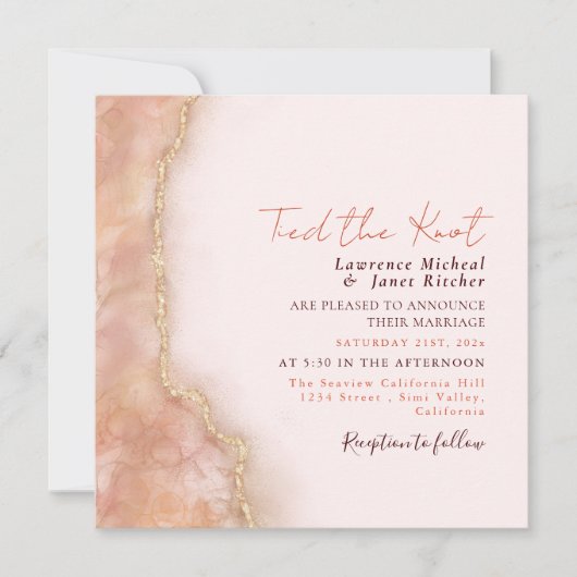 Moderne Oranje waterverf voor aangepaste bruiloft Kaart (Voorkant)