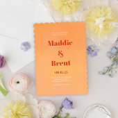 Moderne Oranje Waterverf Zonsondergang Bruiloft in Kaart