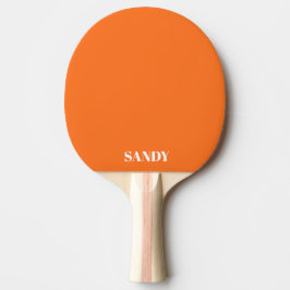Moderne oranje & witte monogram naam tafeltennisbatje