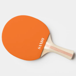 Moderne oranje & witte monogram naam tafeltennisbatje