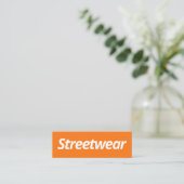 Moderne oranje witte streetwear urban street style mini visitekaartje (Staand voorkant)