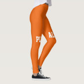Moderne oranje wittekst werkout leggings (Rechts)