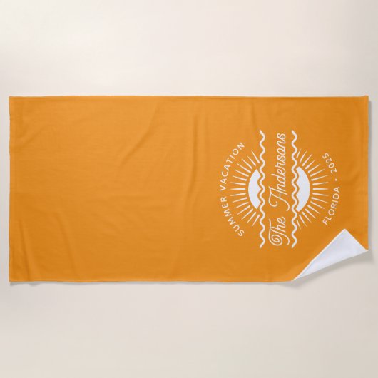 Moderne Oranje zondagszomervakantie Strandlaken (Voorkant)