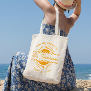 Moderne Oranje Zonnezomerfamilie, Vacature Grote Tote Bag
