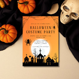 Moderne oranje zwarte volwassenen Halloween-kostuu Kaart