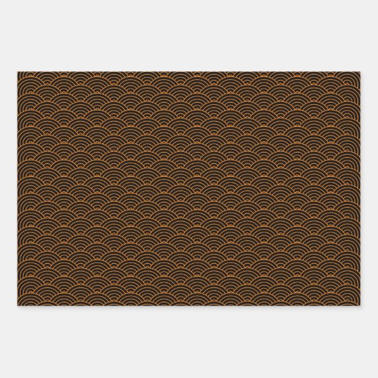 Moderne Oranje zwarte witte geometrische Japanse g Inpakpapier Vel (Voorkant 2)