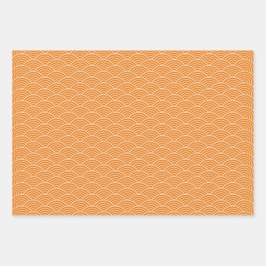 Moderne Oranje zwarte witte geometrische Japanse g Inpakpapier Vel (Voorkant)