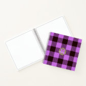 Moderne Orchid Black Pset Tartan Persoonlijke naam Notitieboek (Binnen)