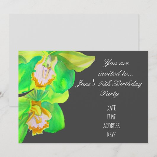 Moderne orchidee bloem 50th Birthday Kaart (Voorkant / Achterkant)