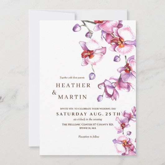 Moderne Orchidee botanische tuin bruiloft uitnodig Kaart (Voorkant)