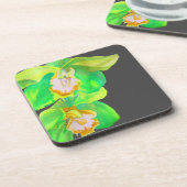 Moderne orchidee moderne bloemkunst bier onderzetter (Linkerzijde)