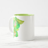 Moderne orchidee-pop tweekleurige koffiemok (Voorkant links)