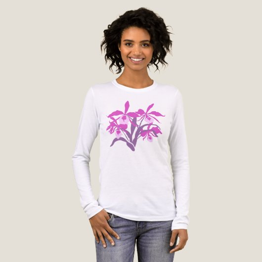 Moderne orchidee t-shirt met grafische cattleya-st (Voorkant)