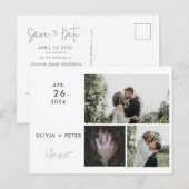 Moderne orchideeën minimalistische 3 foto's sparen aankondigingskaart (Voorkant / Achterkant)