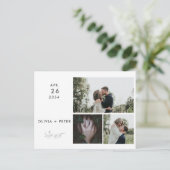 Moderne orchideeën minimalistische 3 foto's sparen aankondigingskaart (Staand voorkant)