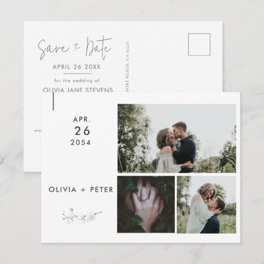 Moderne orchideeën minimalistische foto sparen de  aankondigingskaart (Voorkant / Achterkant)