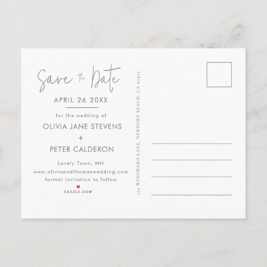 Moderne orchideeën minimalistische foto sparen de  aankondigingskaart (Achterkant)