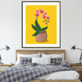 Moderne orchideeënillustratie uit het midden van d canvas afdruk (Insitu (Slaapkamer))