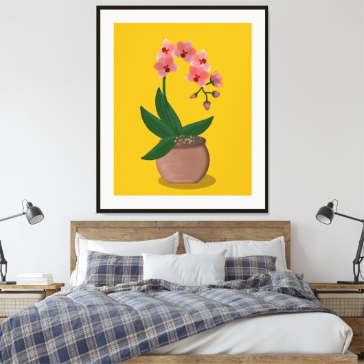 Moderne orchideeënillustratie uit het midden van d canvas afdruk (Insitu (Slaapkamer))