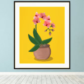 Moderne orchideeënillustratie uit het midden van d canvas afdruk (Insitu (Houten vloer))