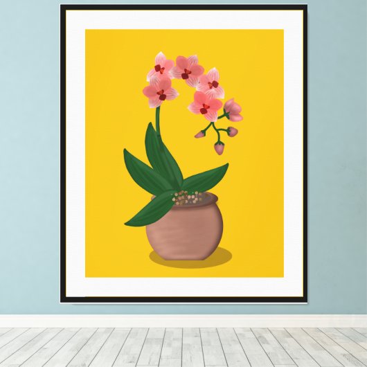 Moderne orchideeënillustratie uit het midden van d canvas afdruk (Insitu (Houten vloer))