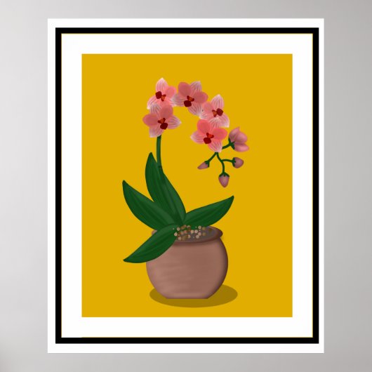 Moderne orchideeënillustratie uit het midden van d poster (Voorkant)