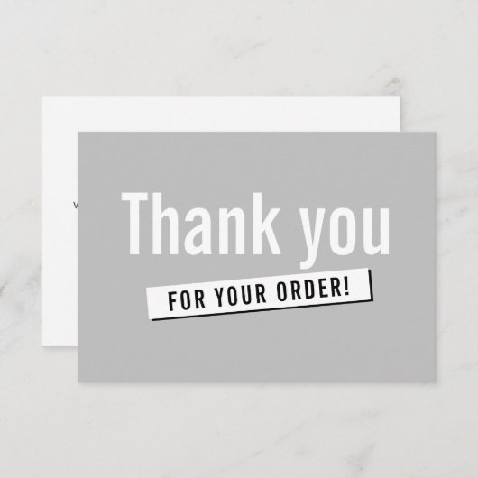 MODERNE ORDE INSERT business dank u effen grijs Bedankkaart (Voorkant / Achterkant)
