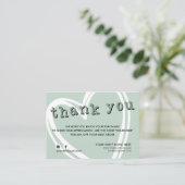 Moderne ORDER INSERT trendy bedankt Sage green Visitekaartje (Staand voorkant)