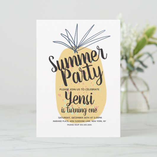 Moderne Organische Ananas Verjaardag Tropische Uit Kaart (Staand voorkant)