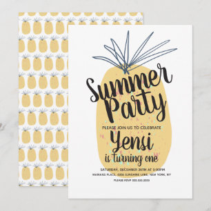 Moderne Organische Ananas Verjaardag Tropische Uit Kaart
