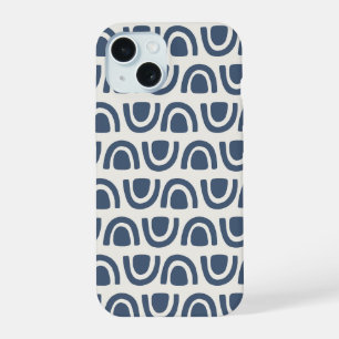 Moderne Organische Boog Blokken Navy Crème Patroon iPhone 15 Case