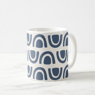 Moderne organische boogblokken Navy Cream-patroon Koffiemok